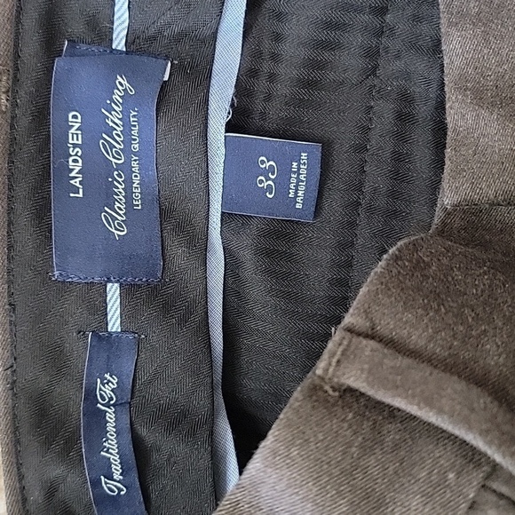 Lands' End | Dark Brown Traditional Fit Cotton Khaki Pants - Picture 4 of 4